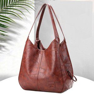 Leather Fashion tote bags brown crossbody